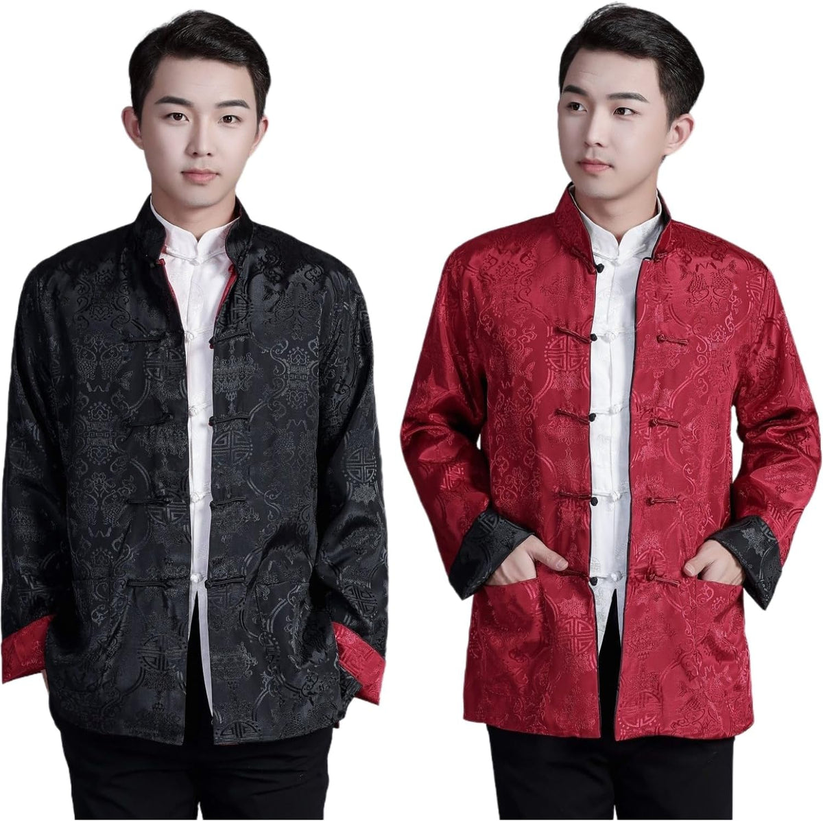 Tang Suit Men Can be Worn on Both Sides,Hanfu Chinese Traditional Clothes Long Sleeve Top