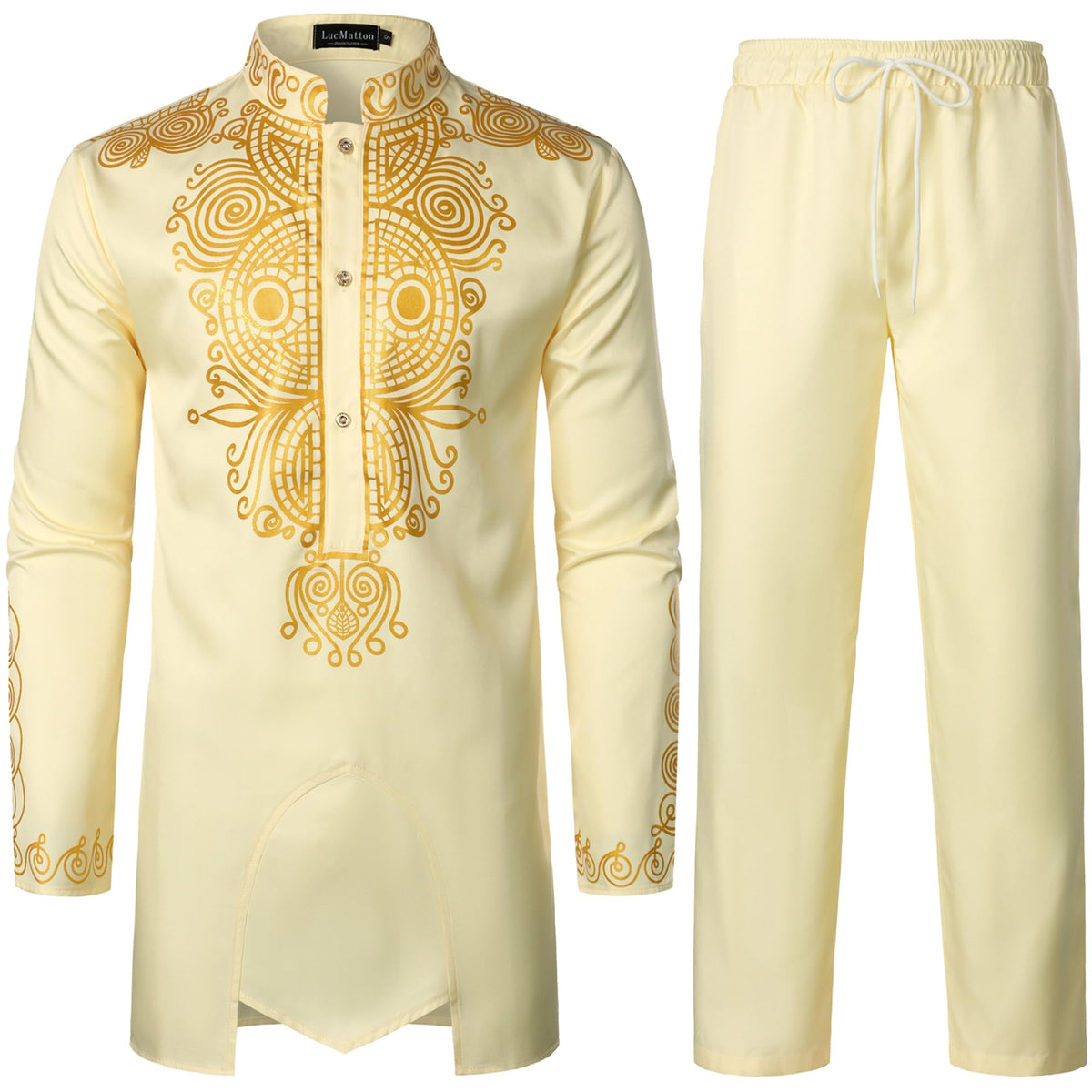 LucMatton Men's African Attire 2 Piece Dashiki Outfit