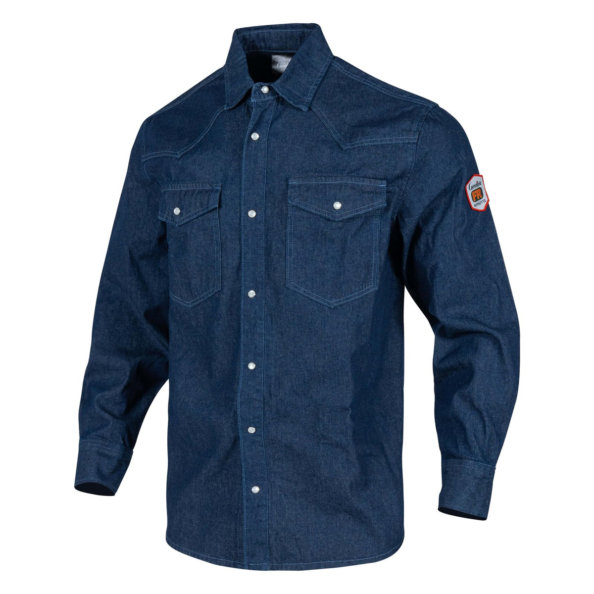 Men's FR Flame Resistant Denim Classic Work Shirt, 9 oz Heavyweight Cotton Fire Retardant Safety Welding Shirts