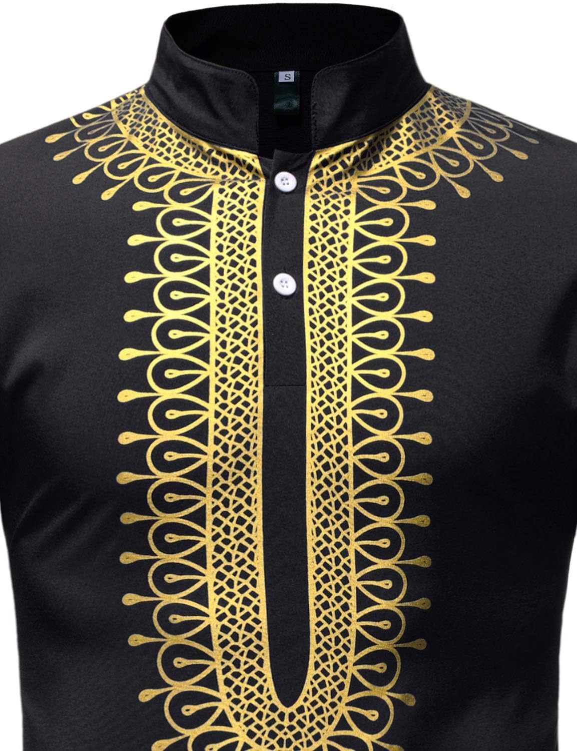 LucMatton Men's African Attire Dashiki Long Sleeve Shirts