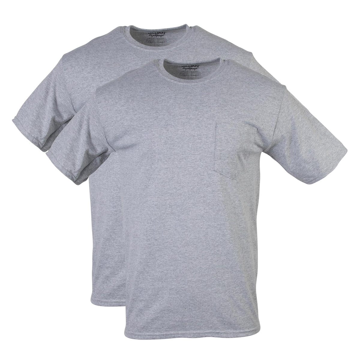 Gildan Unisex Adult DryBlend Workwear T-Shirts with Pocket, 2-Pack