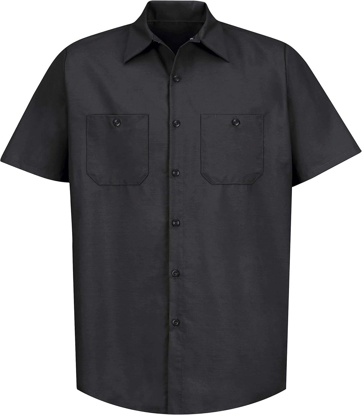 Red Kap Men's Industrial Work Shirt, Short Sleeve, Black, Large