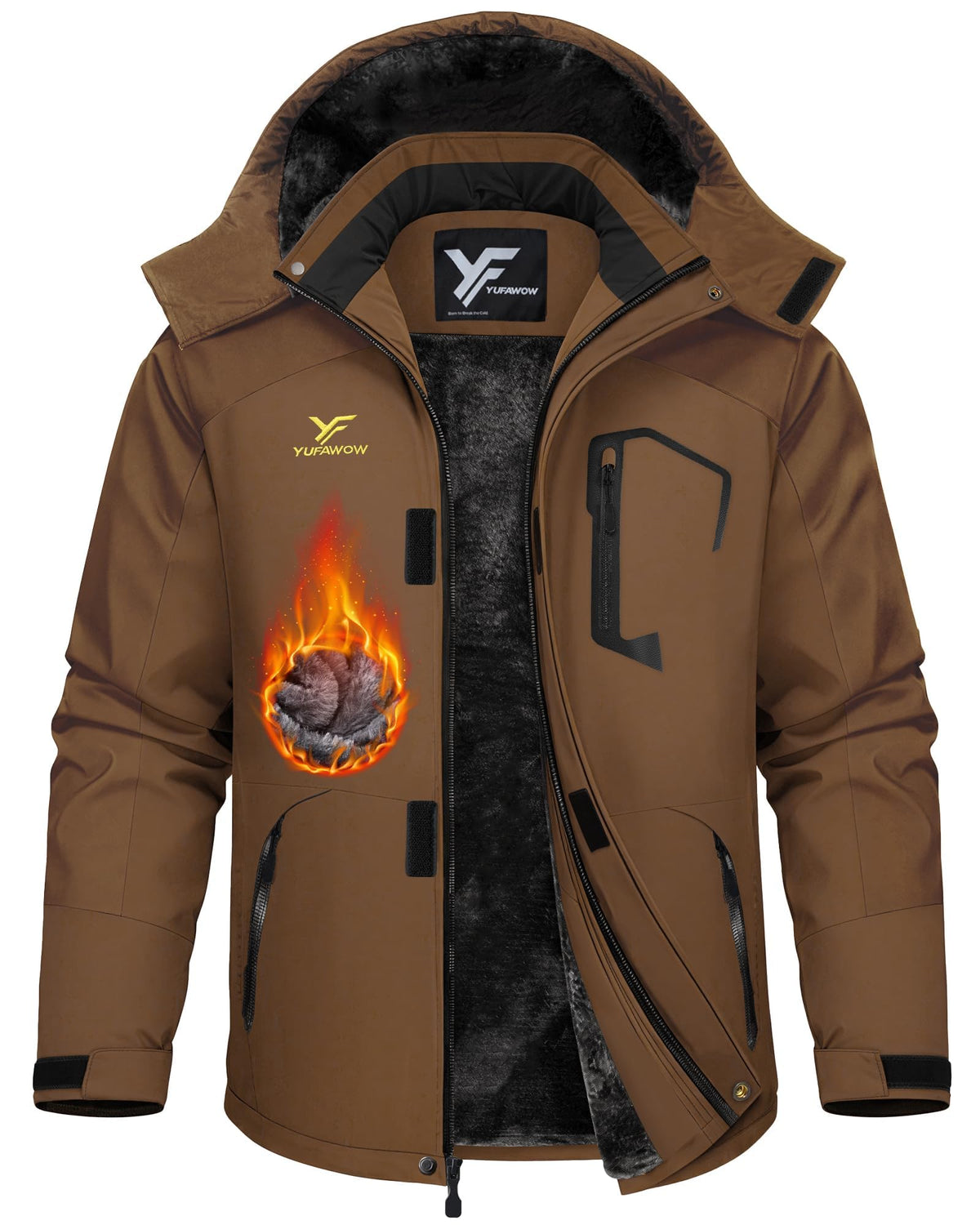 Men Winter Jacket Waterproof Windbreaker Warm Fleece Lined for Winter Outdoor Work Sports Skiing Snowboard Camping Hiking