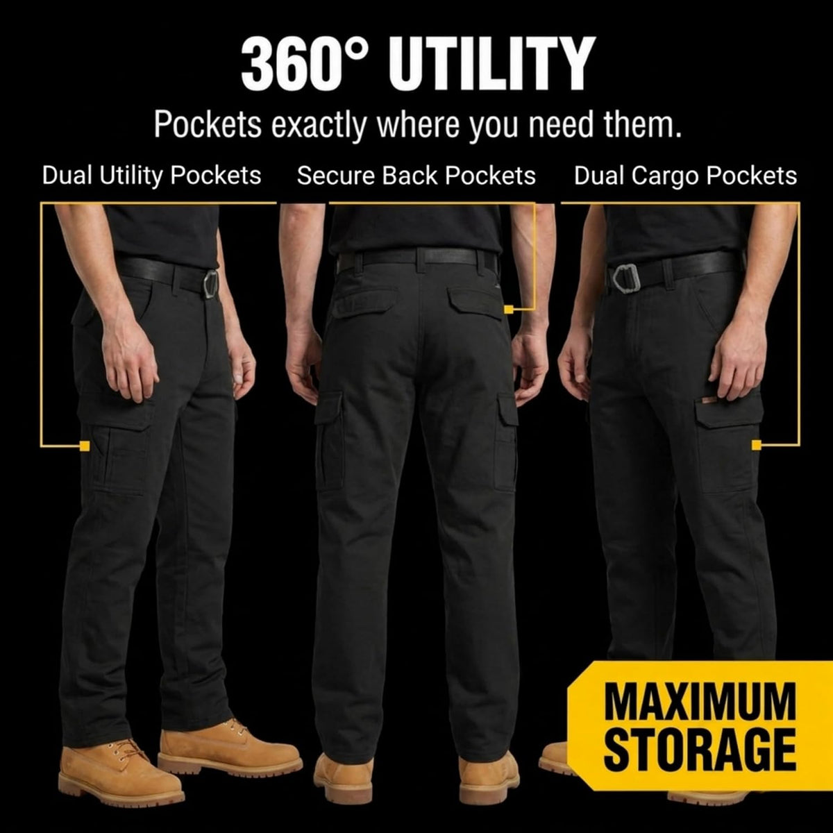 STANLEY Fleece Lined Work Pants for Men with Cargo Pockets, Winter Workwear