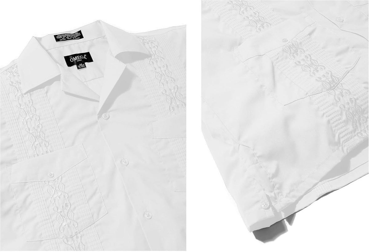 Cuban Guayabera Short Sleeve Shirt, Wedding Cigar Beach Bartender Casual
