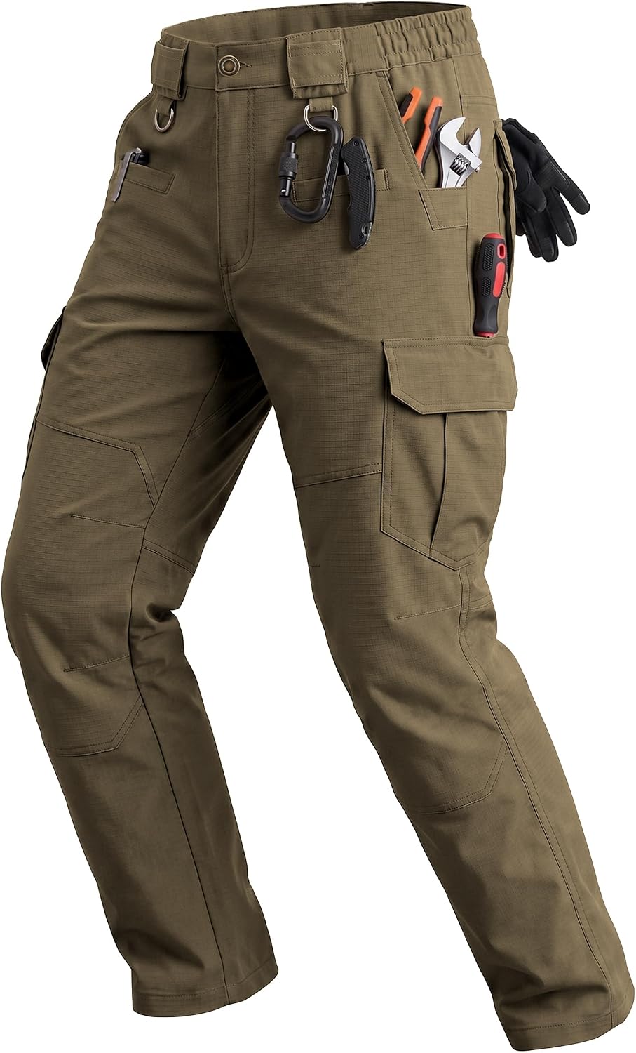 Men's Work Pants Hiking Ripstop Tactical Construction Cargo Pants 8 Pockets