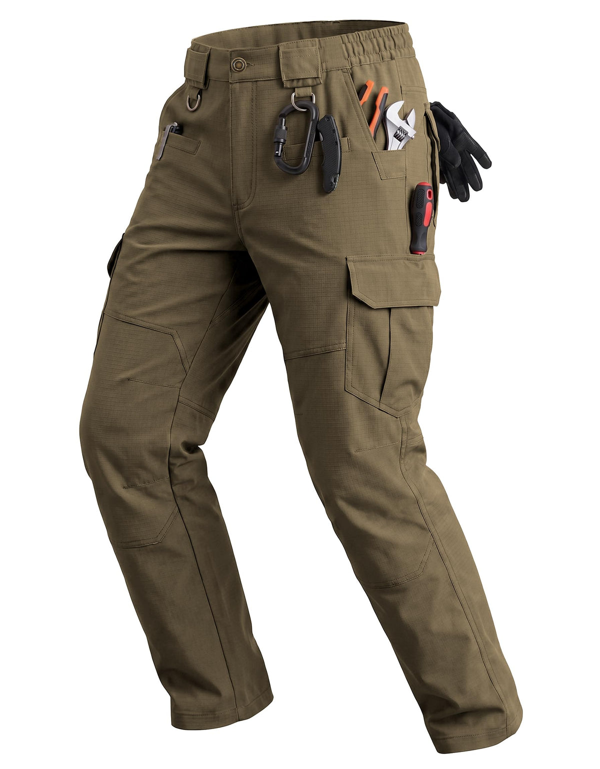 Men's Work Pants Hiking Ripstop Tactical Construction Cargo Pants 8 Pockets