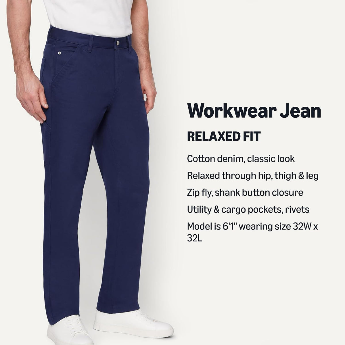 Amazon Essentials Men's Heavyweight Rigid Relaxed-Fit Workwear Carpenter Jeans with Pockets