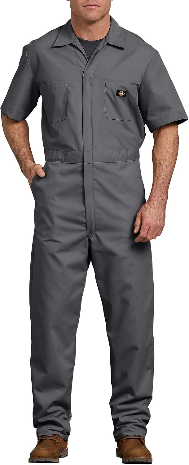 Dickies Men's Short Sleeve Coverall – Zipper Front Work Jumpsuit for Mechanics, Industrial Overall Uniform
