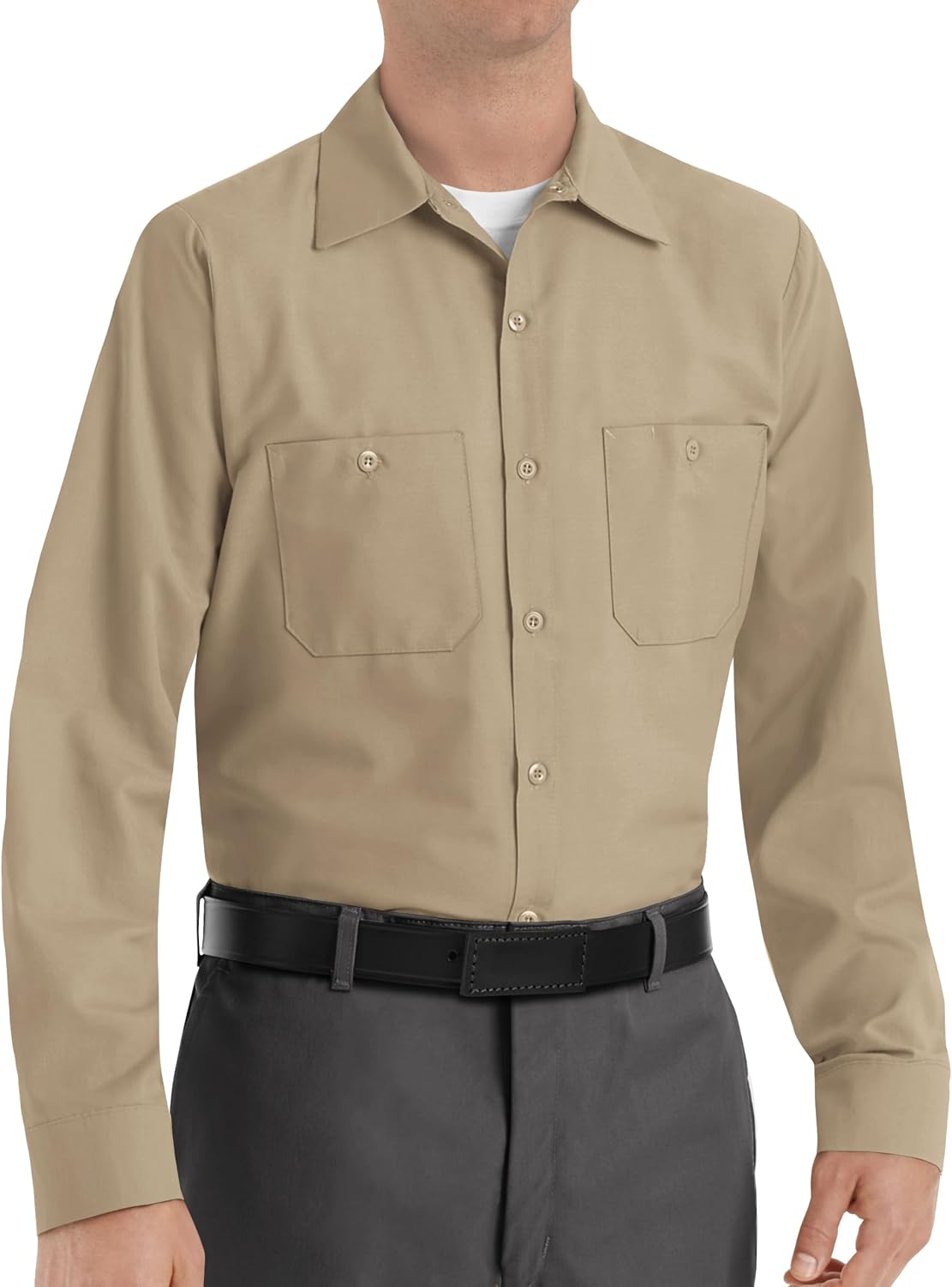 Red Kap Men's Long Sleeve Industrial Work Shirt | Moisture Wicking Button Up, Wrinkle Resistance Fights Fading & Stains
