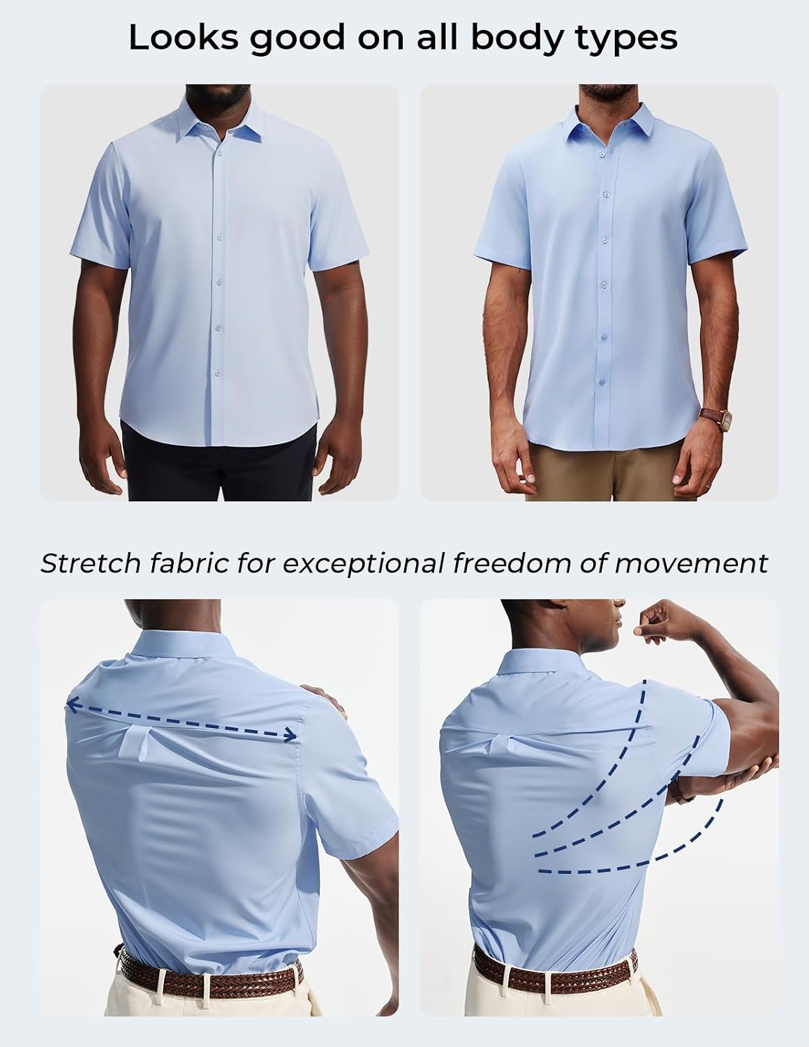 PJ PAUL JONES Mens Short Sleeve Dress Shirts Wrinkle Free Button Down Shirt