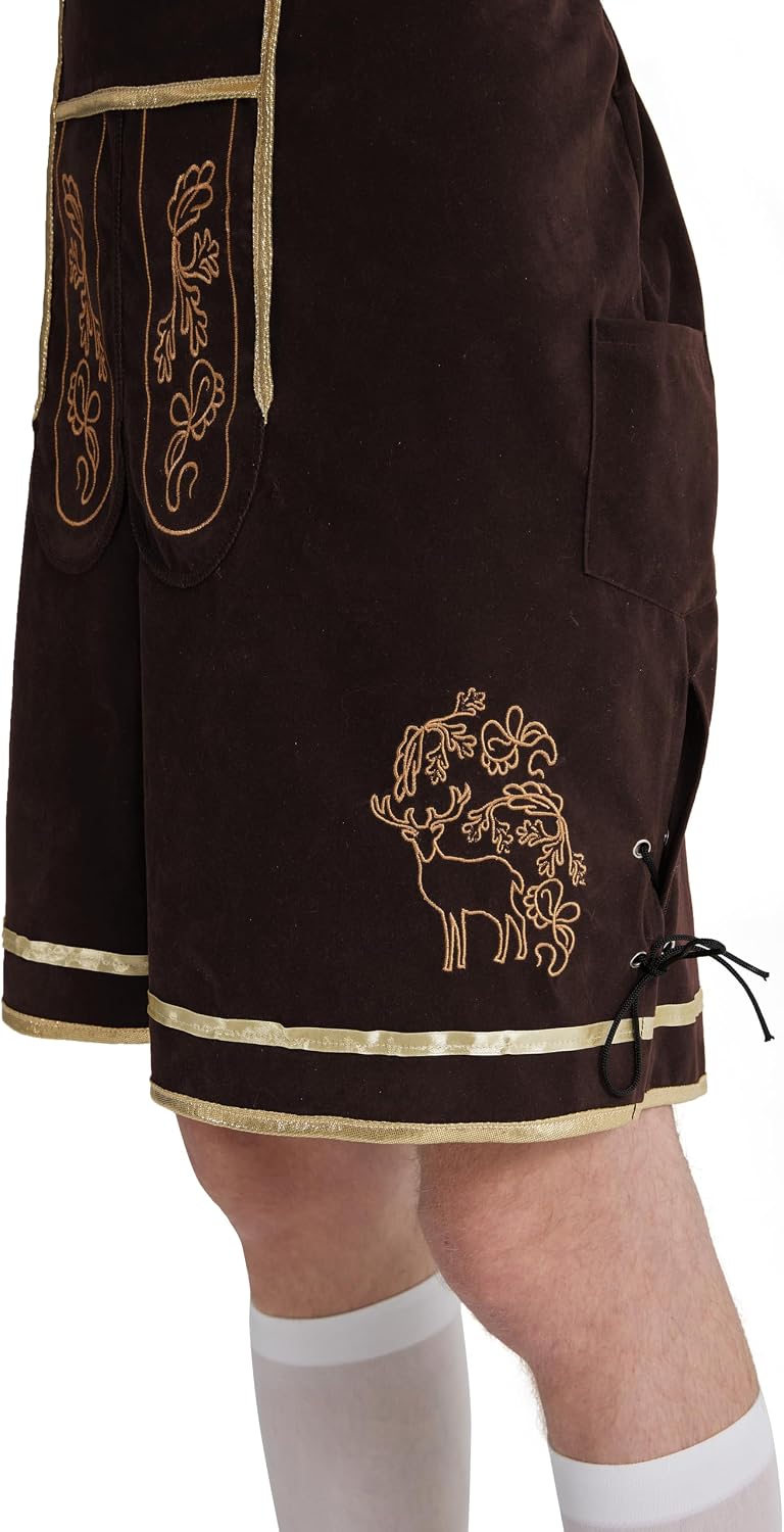 Men's Lederhosen Costume, German Bavarian Oktoberfest Outfit, Shirt & Socks