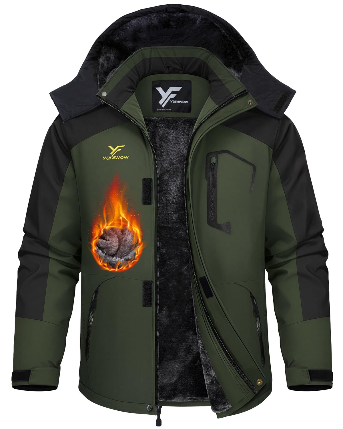 Men Winter Jacket Waterproof Windbreaker Warm Fleece Lined for Winter Outdoor Work Sports Skiing Snowboard Camping Hiking