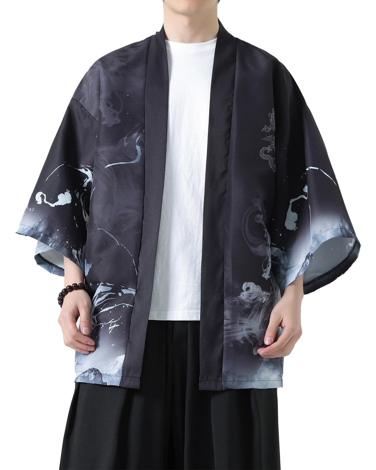 Men's Kimono Cardigan Jacket Japanese Kimono Shirt 3/4 Sleeve Printed Haori
