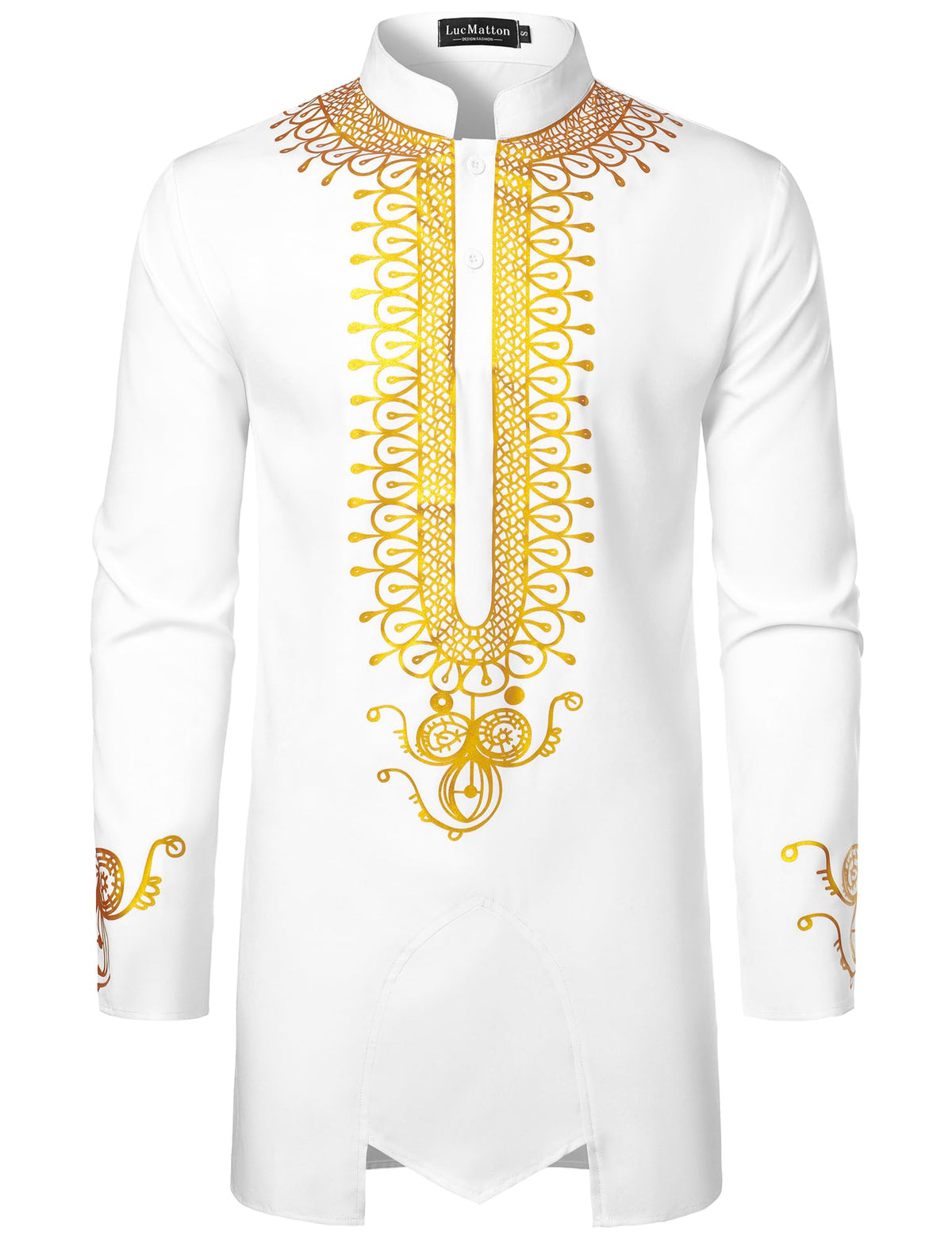 LucMatton Men's African Attire Dashiki Long Sleeve Shirts