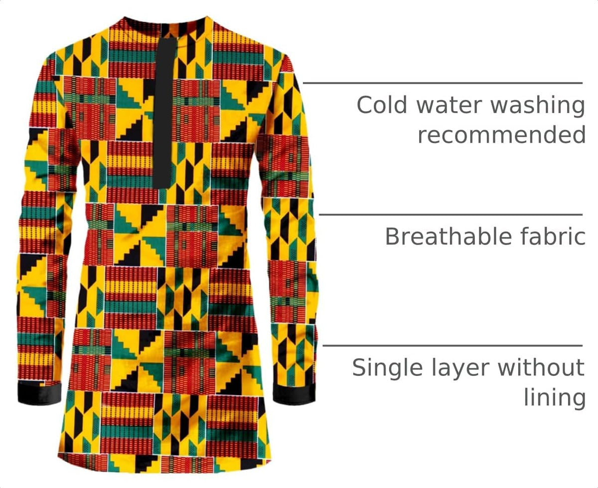African Men Shirt Slim Fit Hidden Button Dashiki Print Cotton Cloth Top