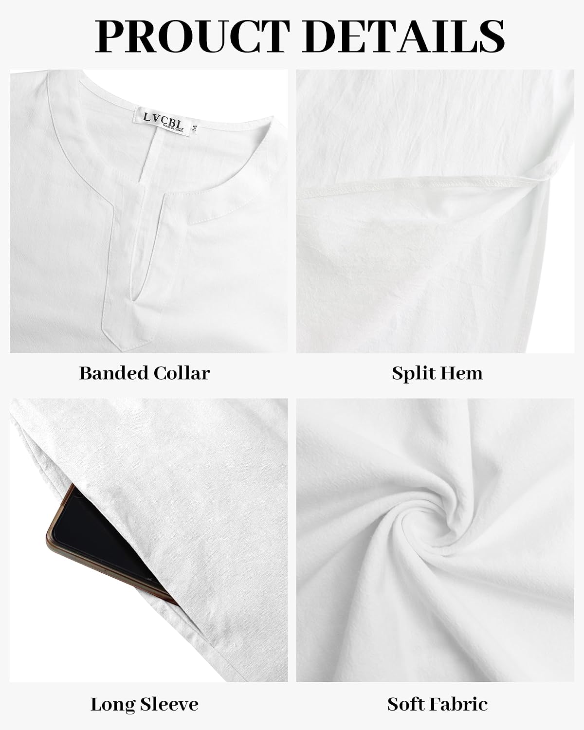 LVCBL Islamic Thobe for Men Muslim Kaftan Thobe Caftans for Men