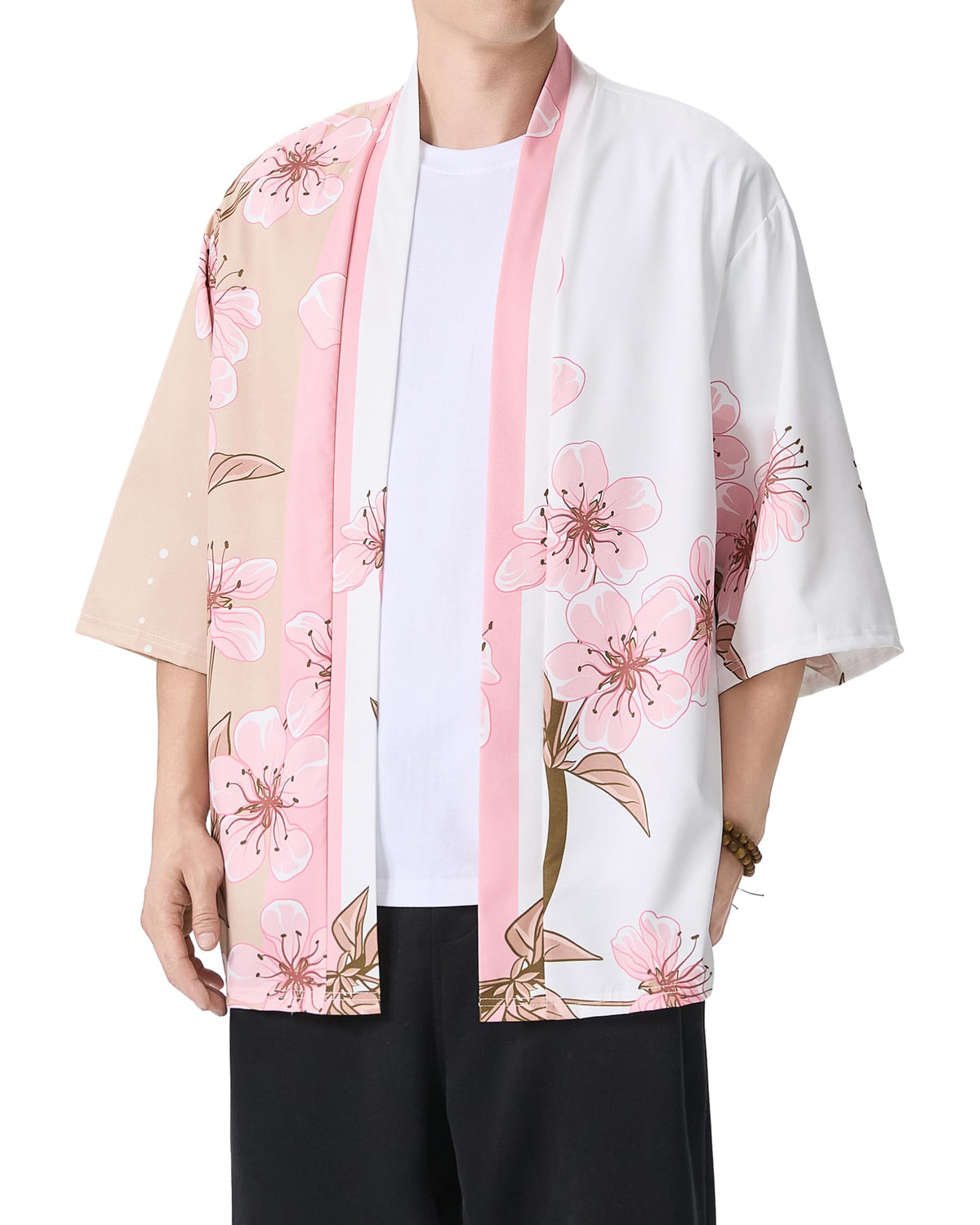 Men's Kimono Cardigan Jacket Japanese Kimono Shirt 3/4 Sleeve Printed Haori