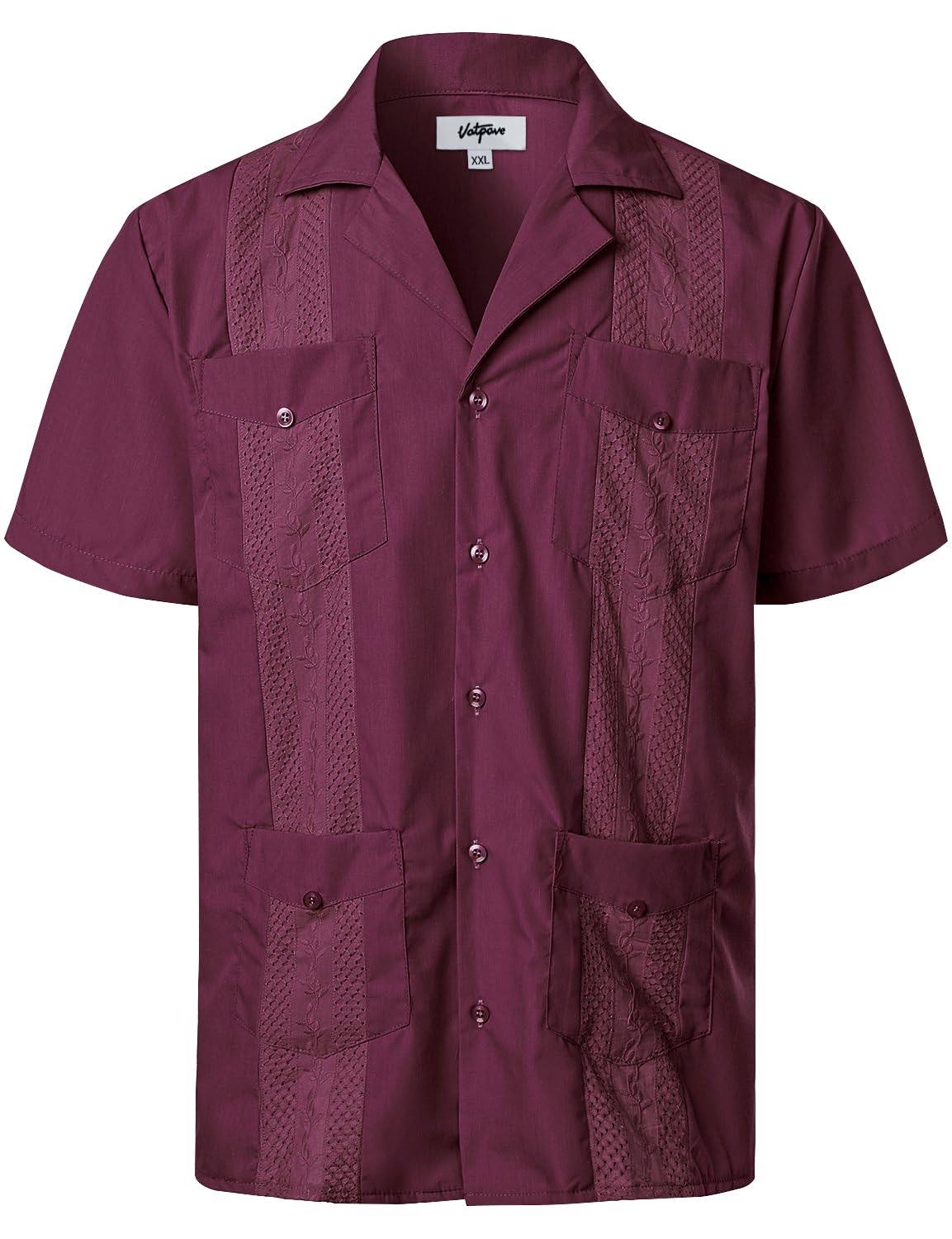 VATPAVE Mens Short Sleeve Button Down Cuban Guayabera Shirts