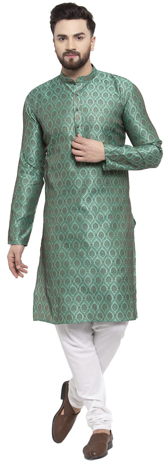 Maple Clothing Poly Silk Kurta Pajama for Men Indian Wedding Party Outfit Guest Wear