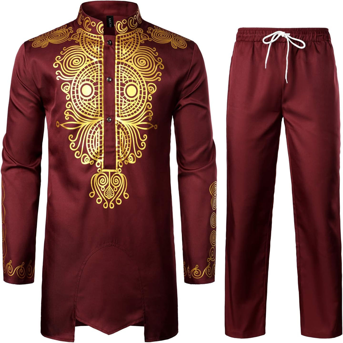 LucMatton Men's African Attire 2 Piece Dashiki Outfit
