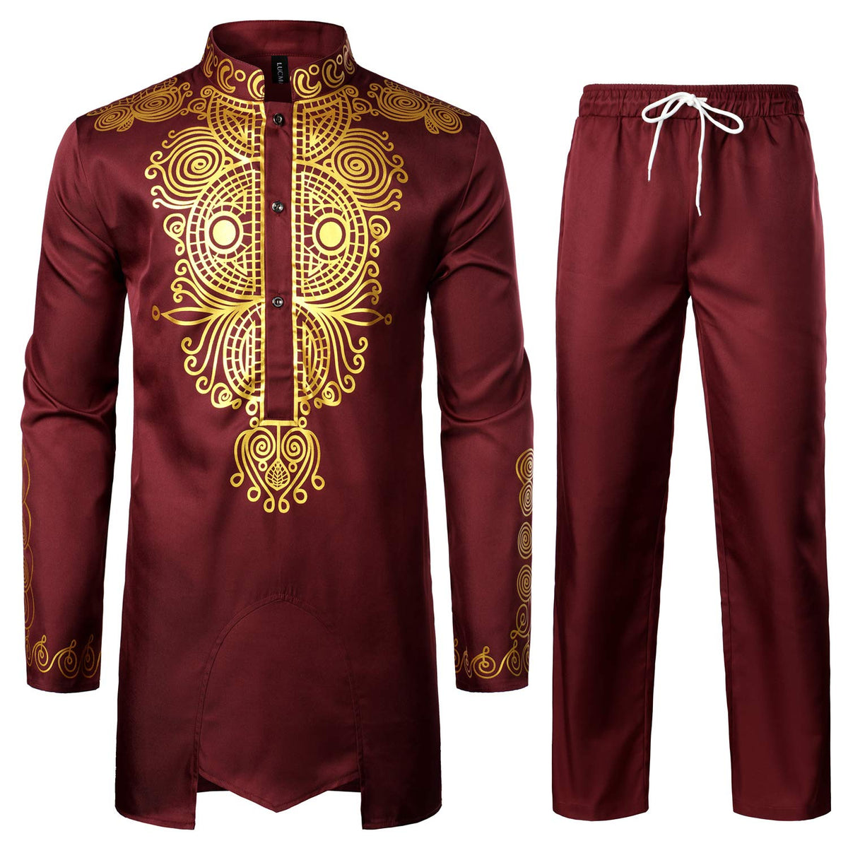 LucMatton Men's African Attire 2 Piece Dashiki Outfit