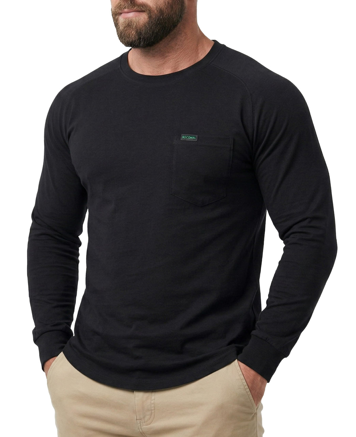 BOCOMAL Non FR - Men's Work Shirts Long Sleeve Stretch-Cotton Relaxed Fit