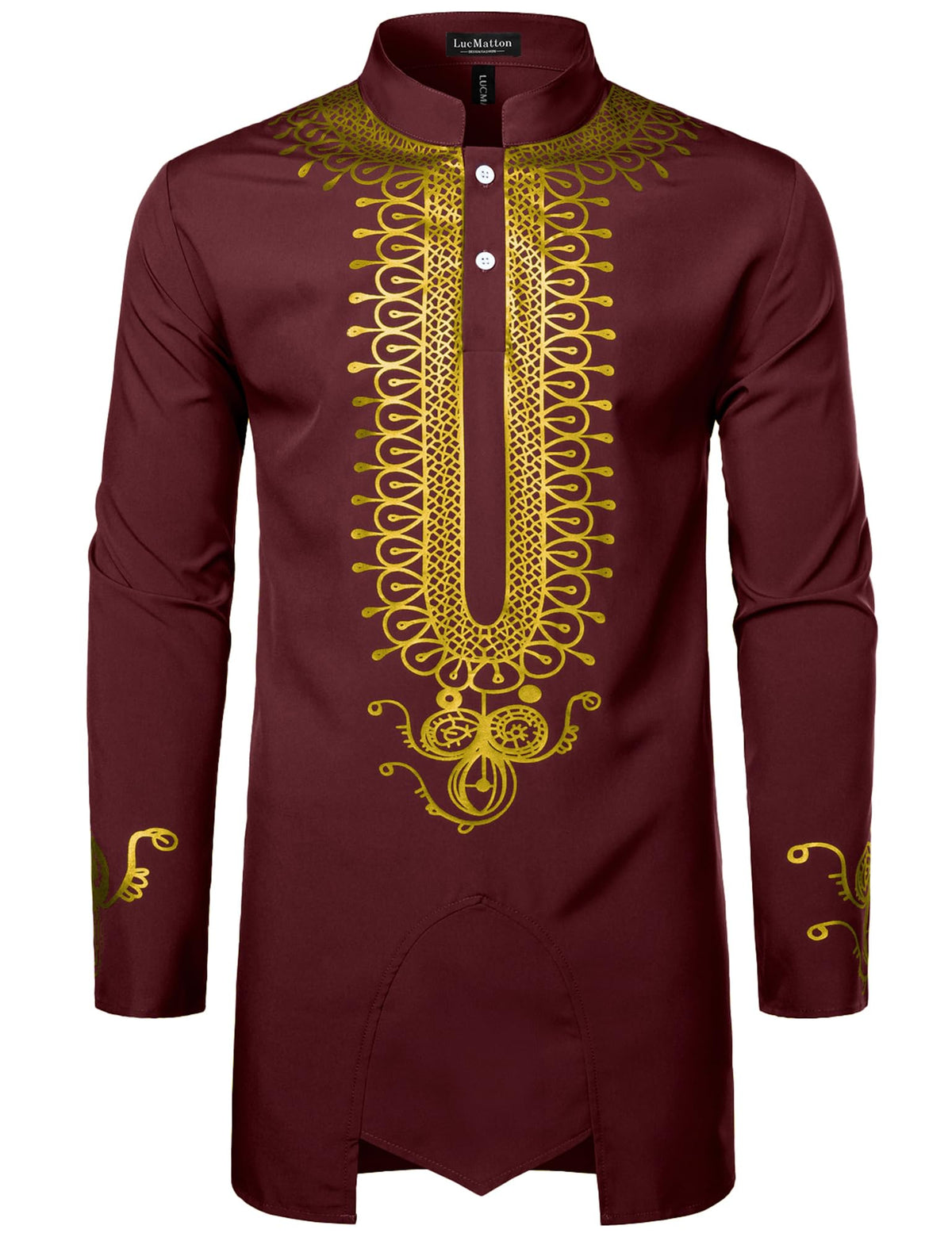 LucMatton Men's African Attire Dashiki Long Sleeve Shirts