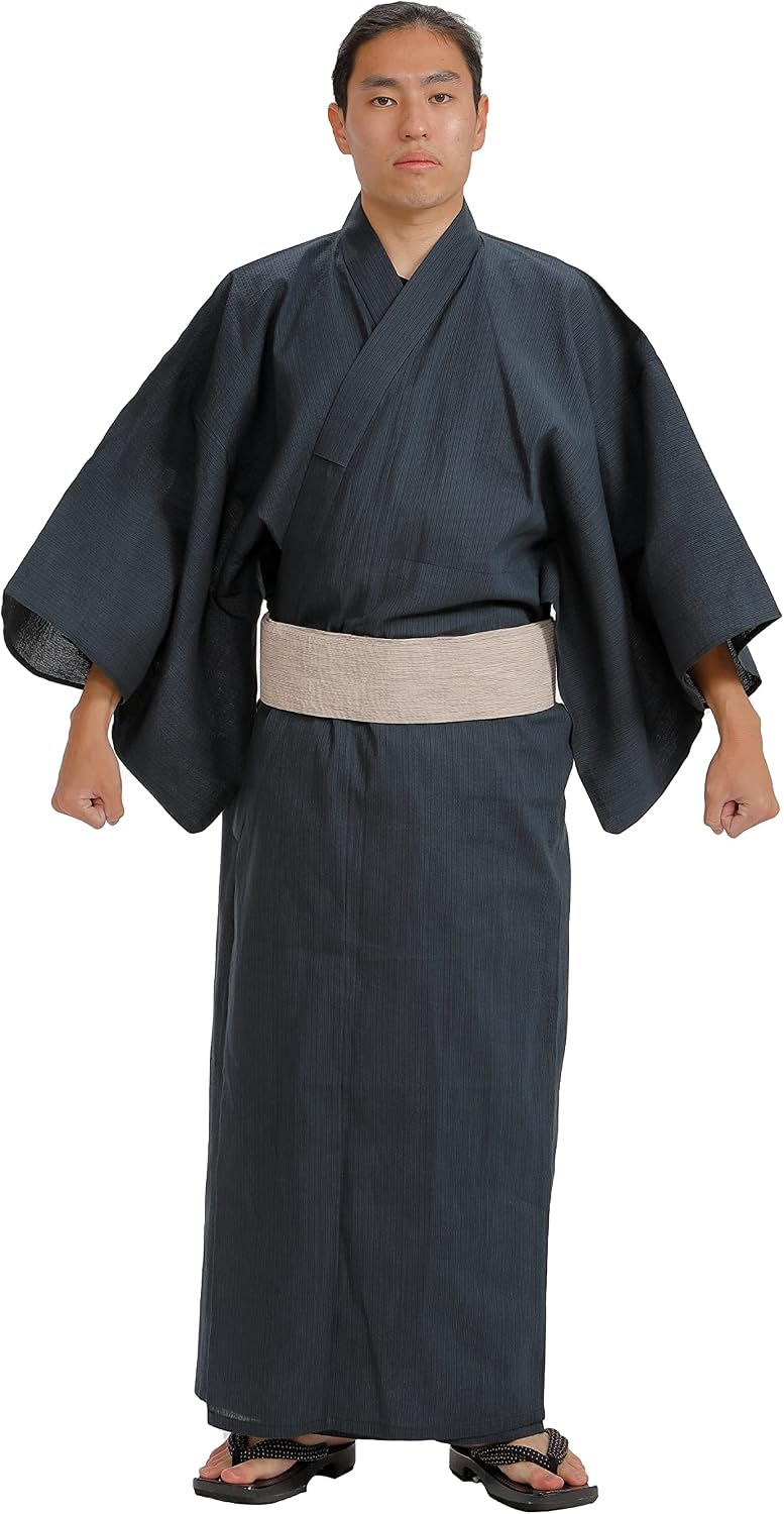 Edoten Men's Kimono Japan Shijira Weaving Yukata