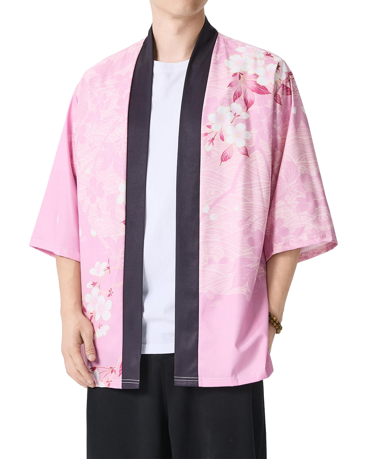 Men's Kimono Cardigan Jacket Japanese Kimono Shirt 3/4 Sleeve Printed Haori