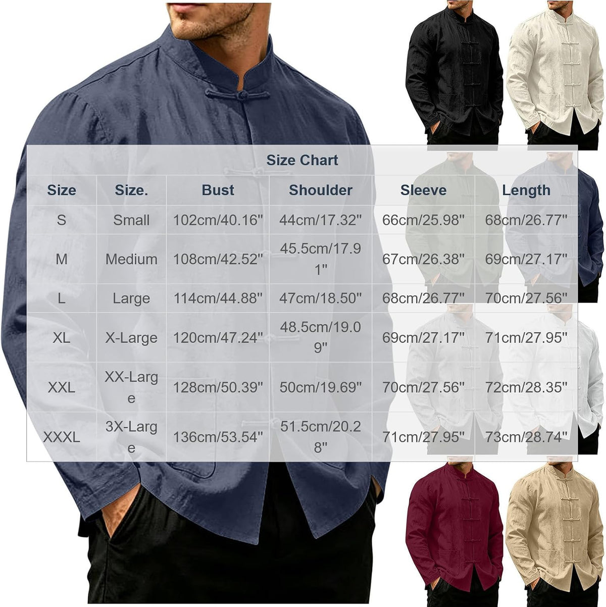 Lightweight Tang Suit Shirt for Men Traditional Oriental Tops