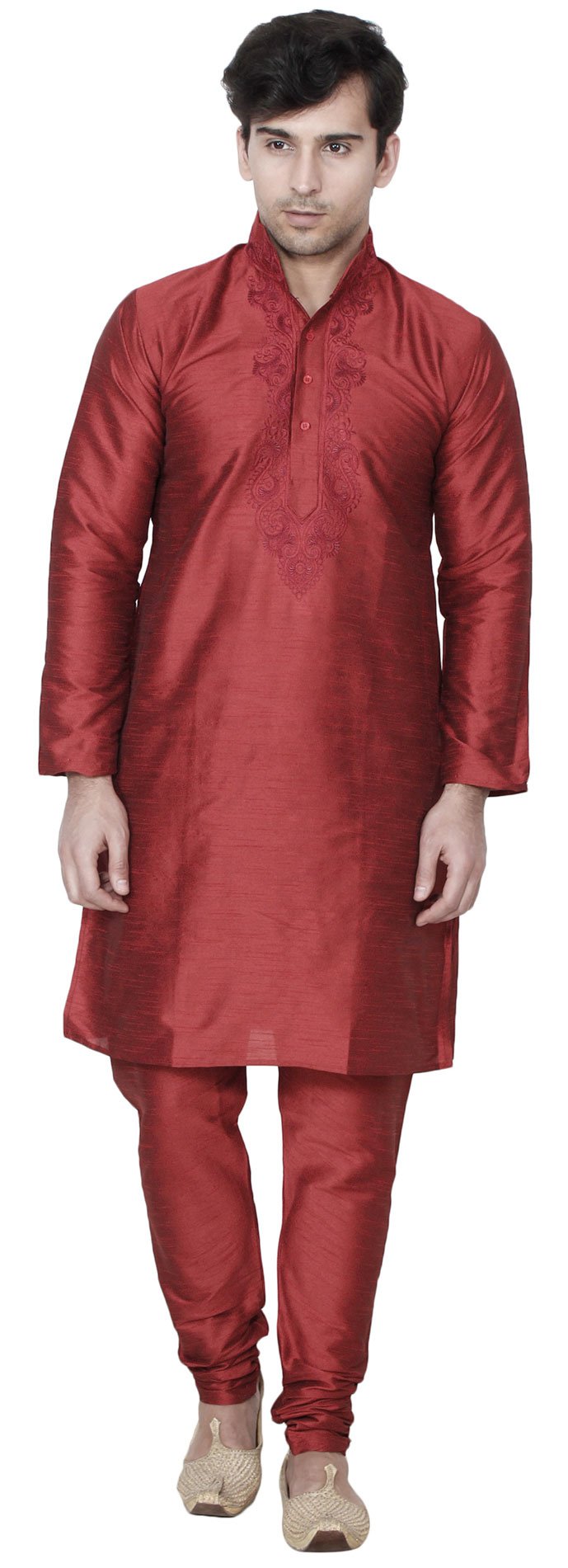 Maple Clothing Men's Art Silk Indian Kurta Set Wedding Wear Clothing