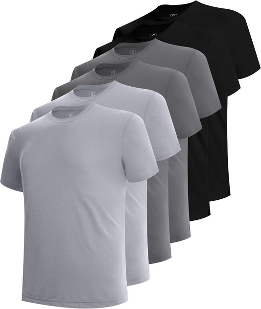 BAMBOO COOL Men's Undershirts Moisture Wicking Crewneck T Shirts 6 Pack