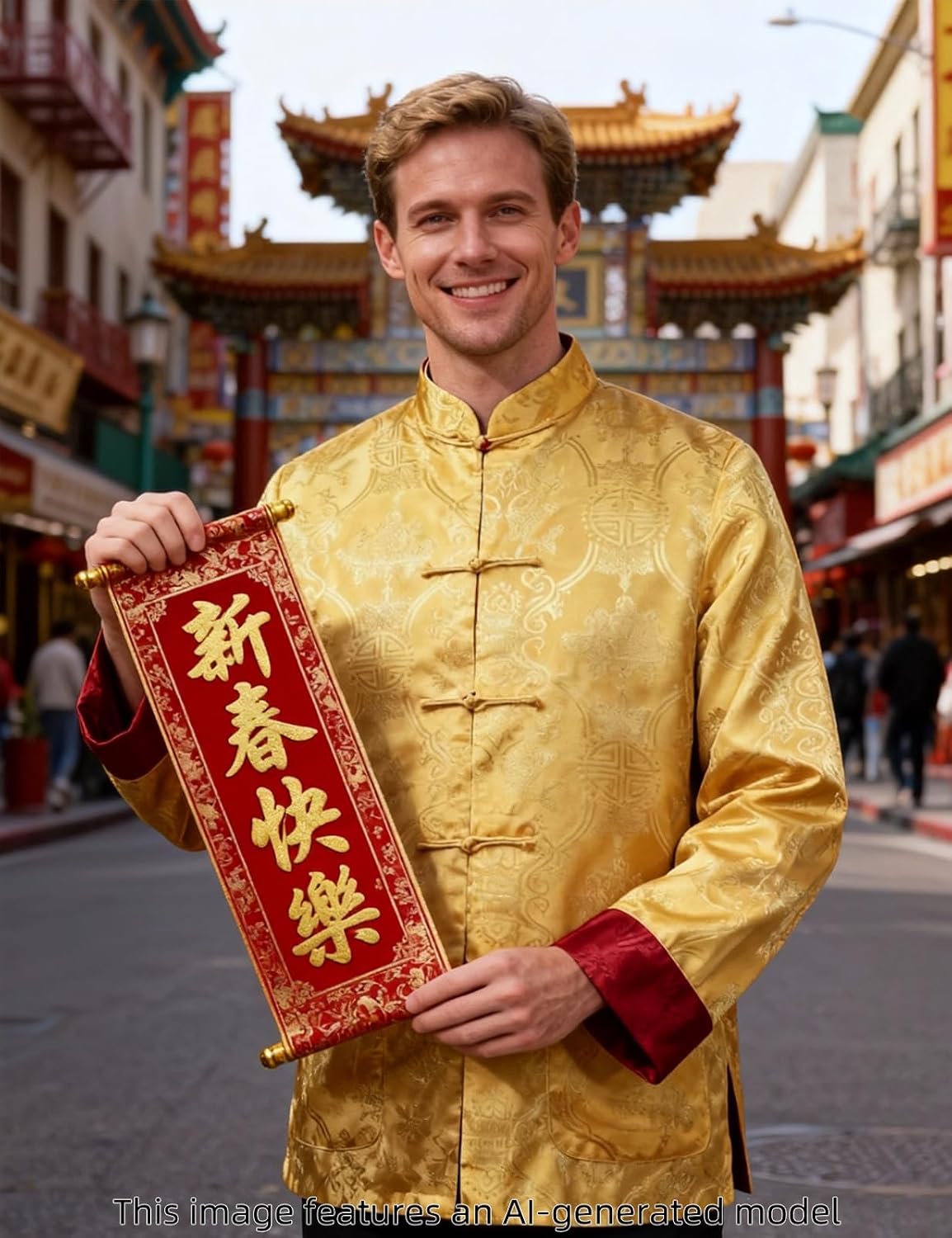 Funny World Tang Suit Men Hanfu Chinese New Year Shirt Both Sides Top