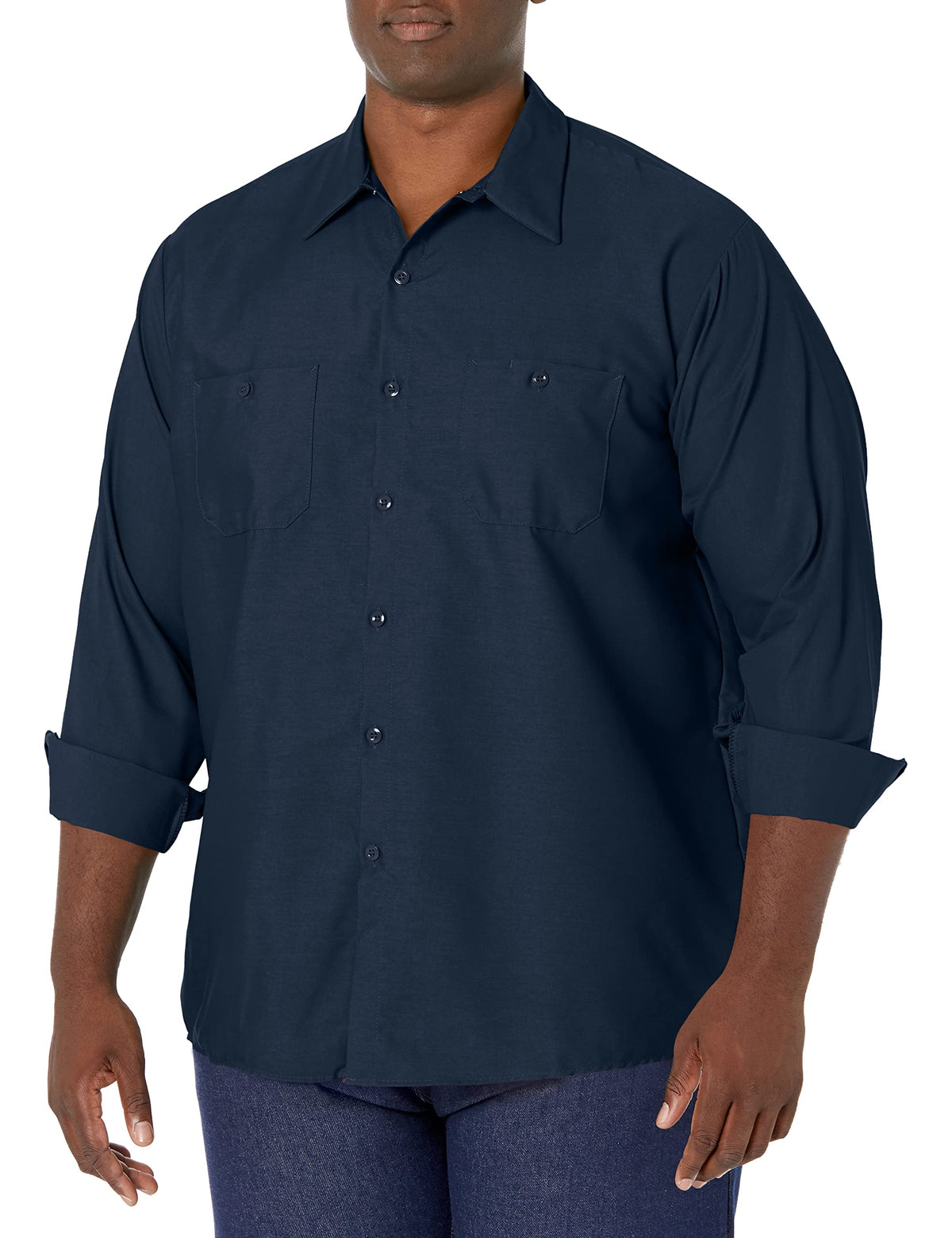 Red Kap Men's Long Sleeve Industrial Work Shirt | Moisture Wicking Button Up, Wrinkle Resistance Fights Fading & Stains