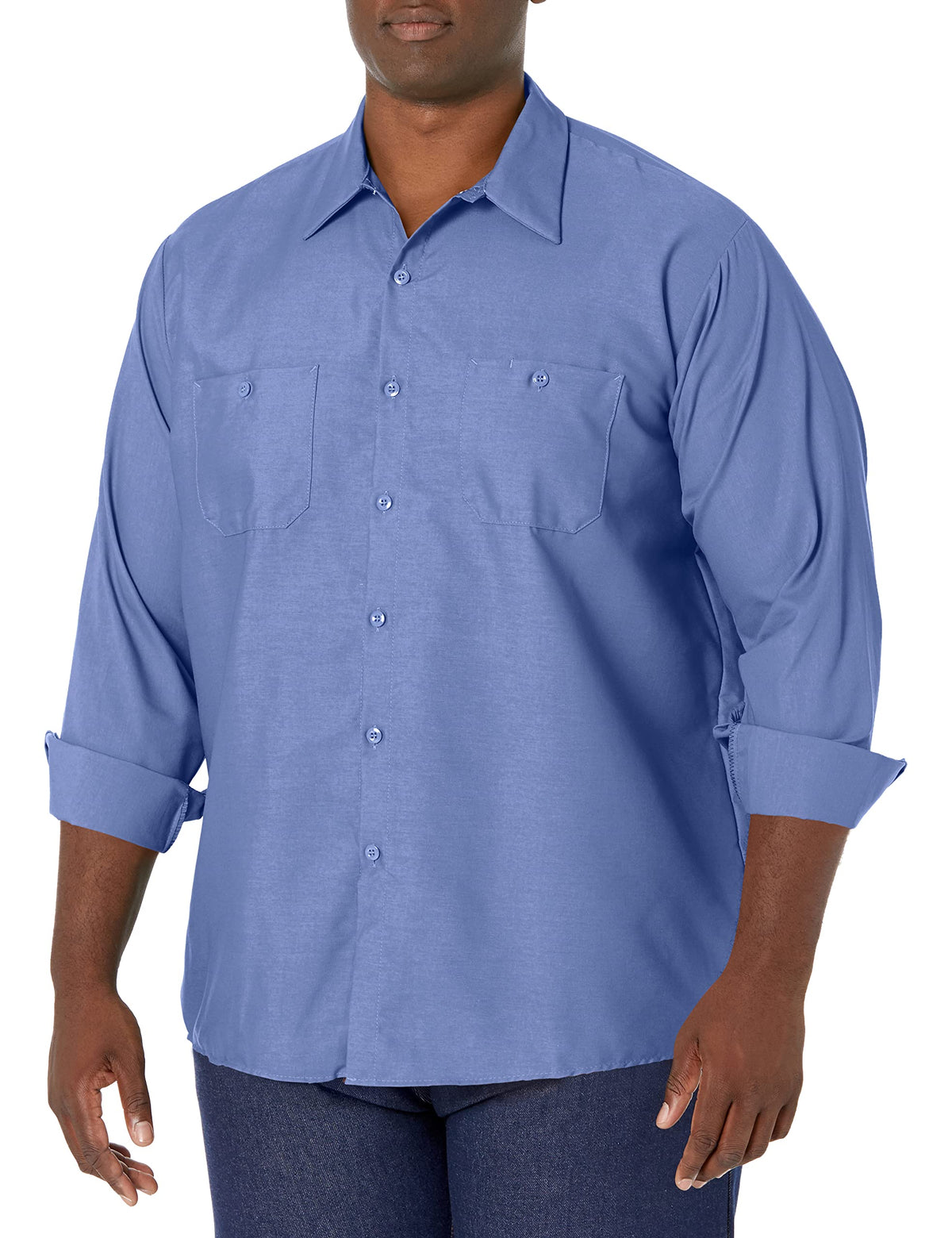 Red Kap Men's Long Sleeve Industrial Work Shirt | Moisture Wicking Button Up, Wrinkle Resistance Fights Fading & Stains