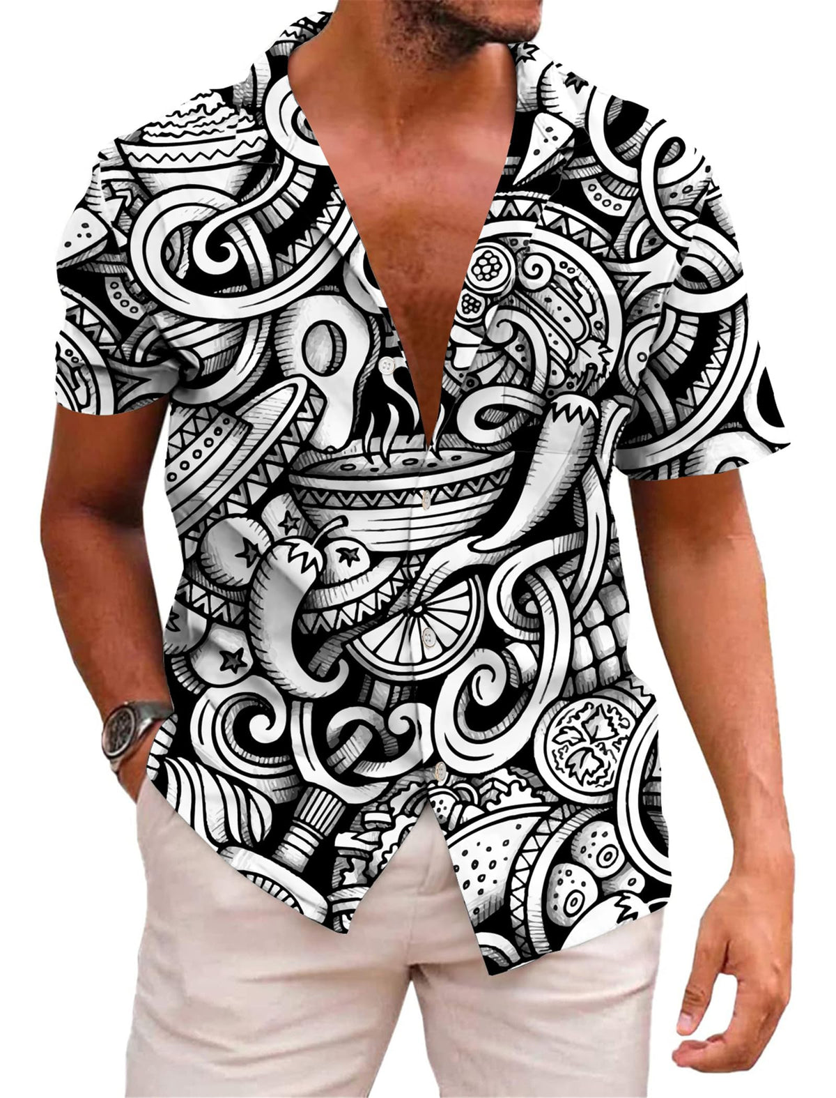 KYKU Mexico Shirt for Men Funny Beach Shirts Hawaiian Button Down Short Sleeve