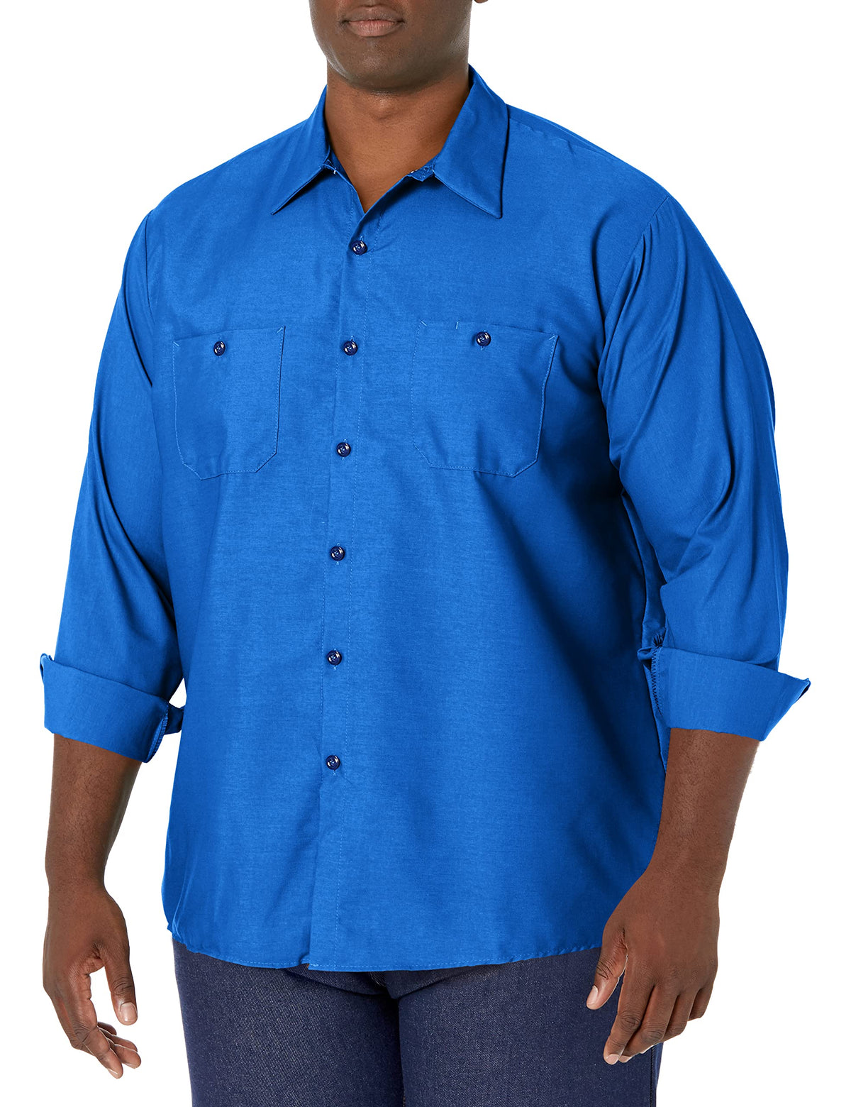 Red Kap Men's Long Sleeve Industrial Work Shirt | Moisture Wicking Button Up, Wrinkle Resistance Fights Fading & Stains