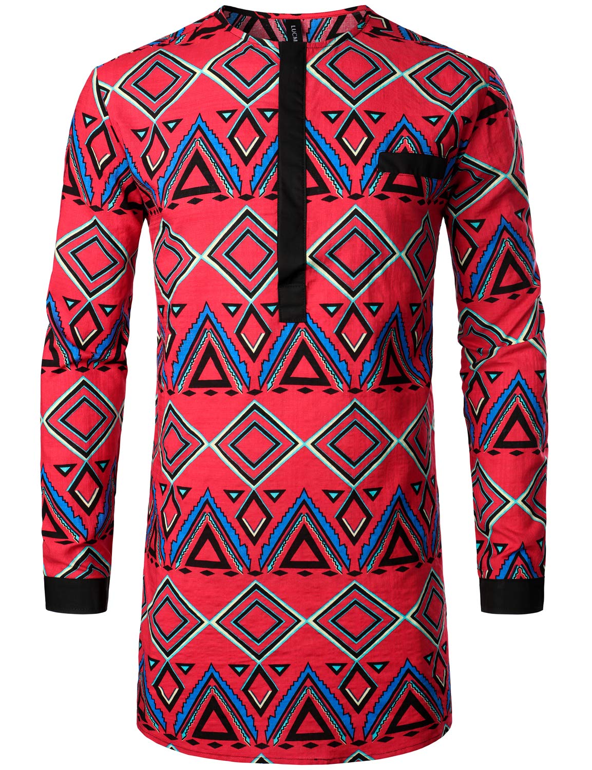 LucMatton Men's African Attire Traditional Print Dashiki Shirt