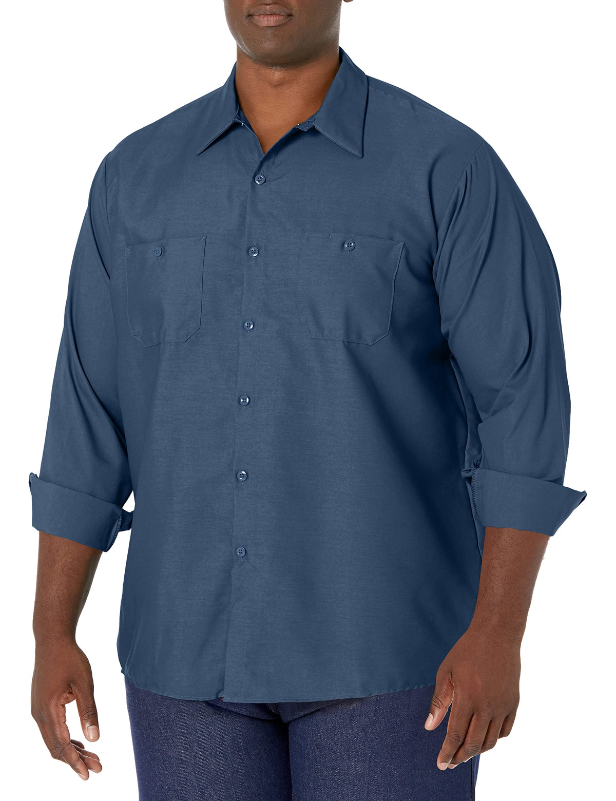 Red Kap Men's Long Sleeve Industrial Work Shirt | Moisture Wicking Button Up, Wrinkle Resistance Fights Fading & Stains