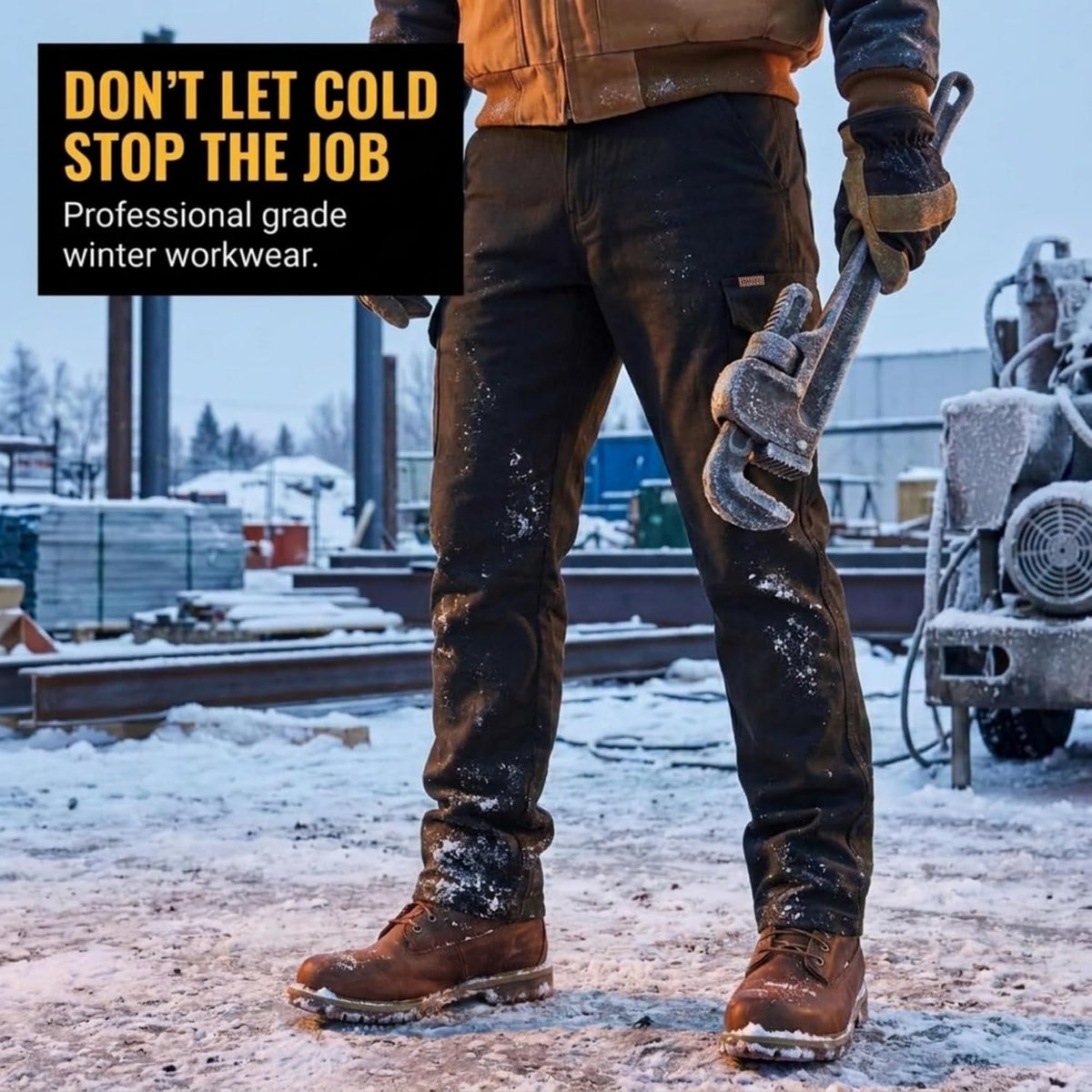 STANLEY Fleece Lined Work Pants for Men with Cargo Pockets, Winter Workwear