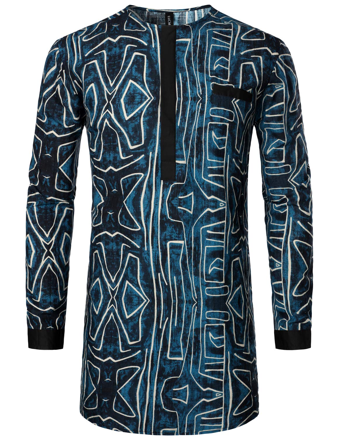LucMatton Men's African Attire Traditional Print Dashiki Shirt