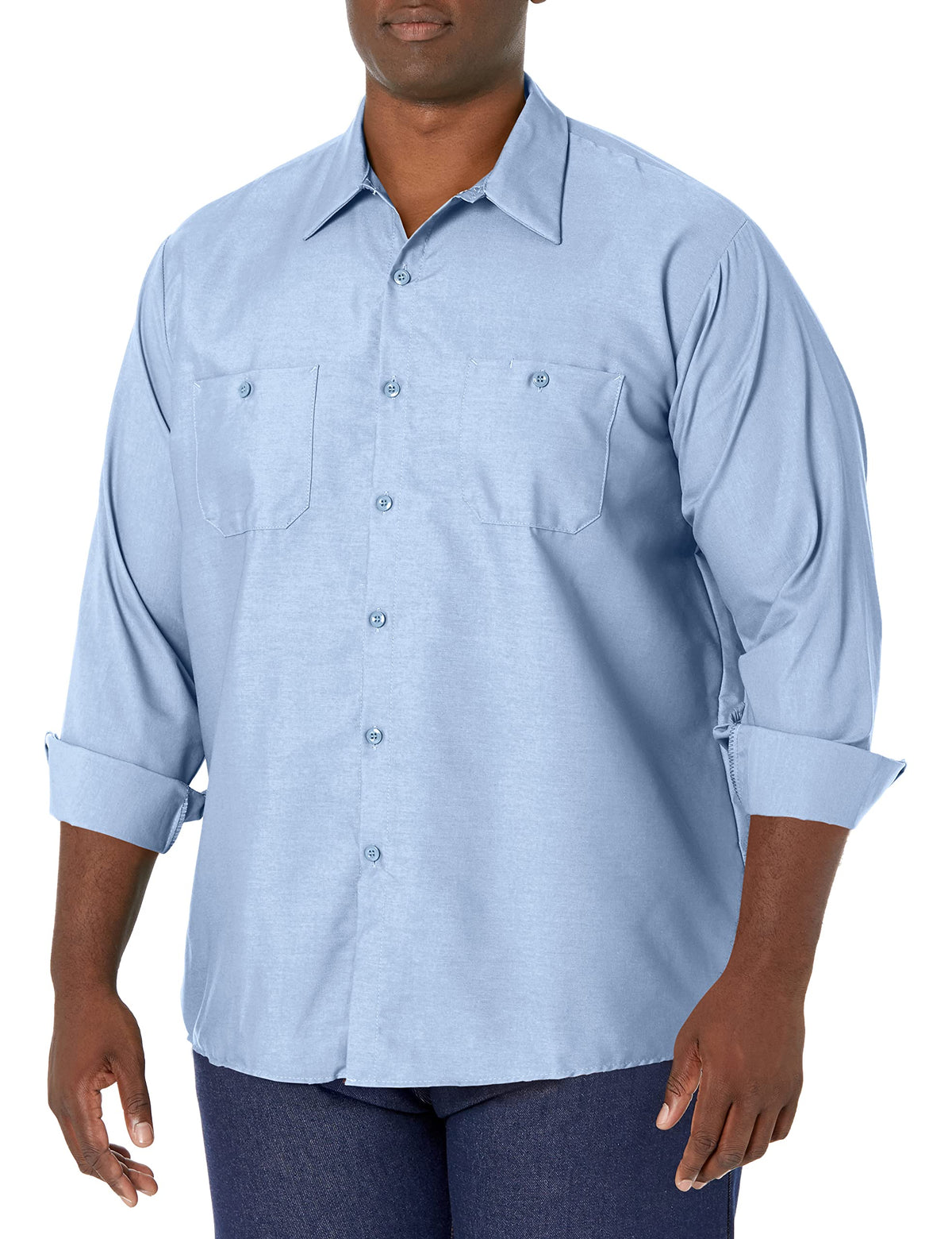 Red Kap Men's Long Sleeve Industrial Work Shirt | Moisture Wicking Button Up, Wrinkle Resistance Fights Fading & Stains