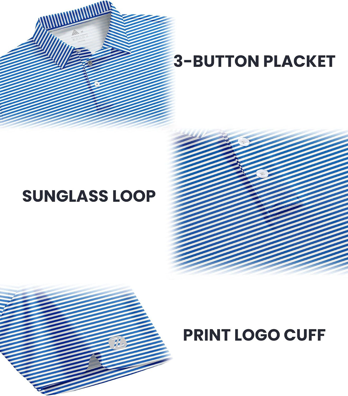 ZITY Mens Golf Shirt Short Sleeve UPF 50+ Performance Striped Polo Shirts