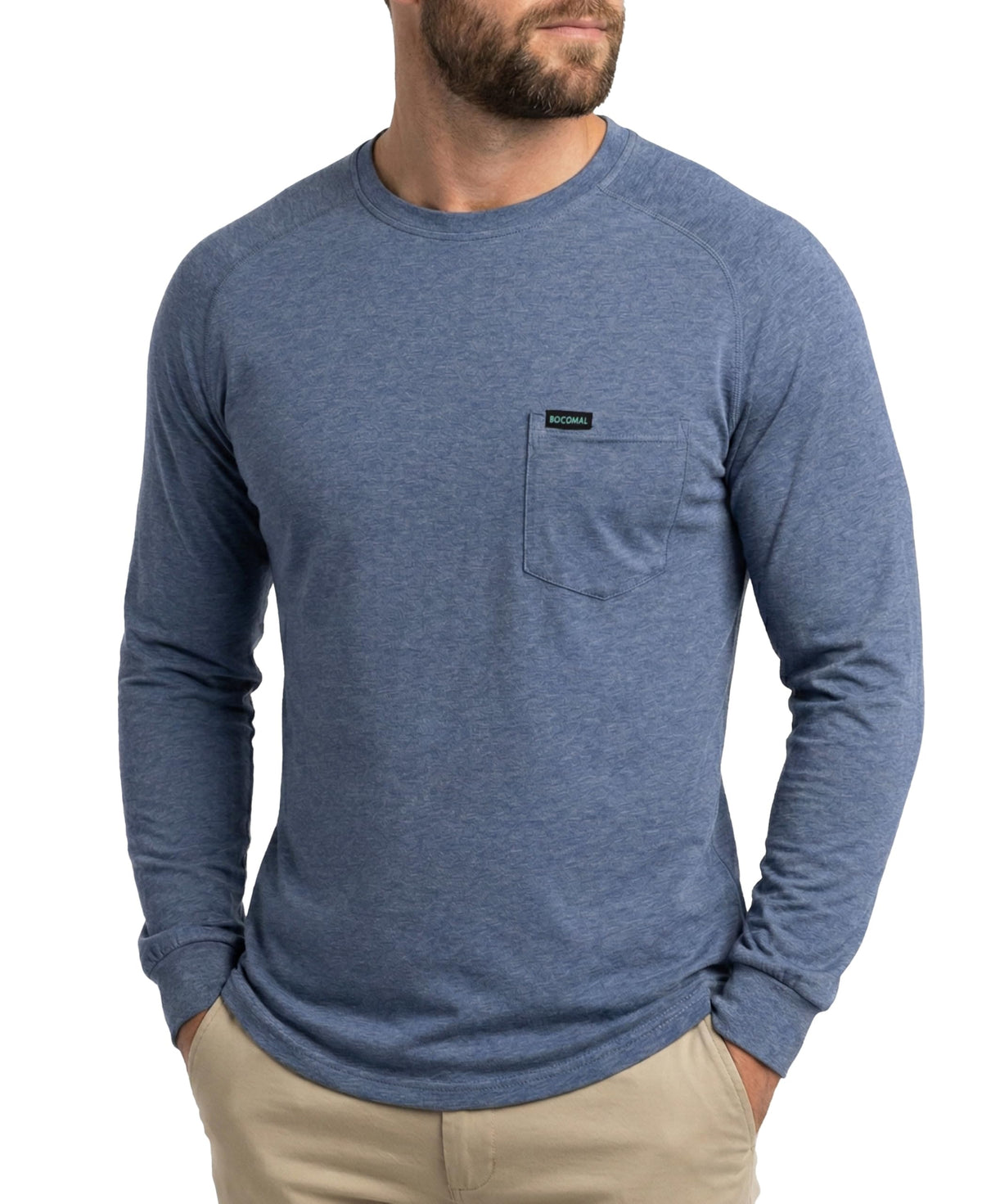 BOCOMAL Non FR - Men's Work Shirts Long Sleeve Stretch-Cotton Relaxed Fit