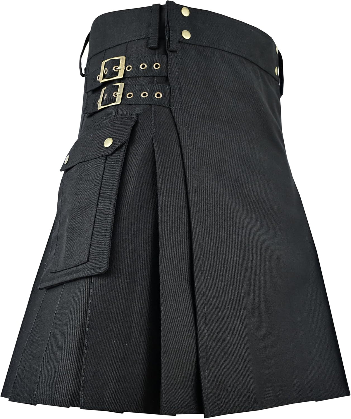 Black Utility Kilt for Mens Traditional Scottish Highland Cotton