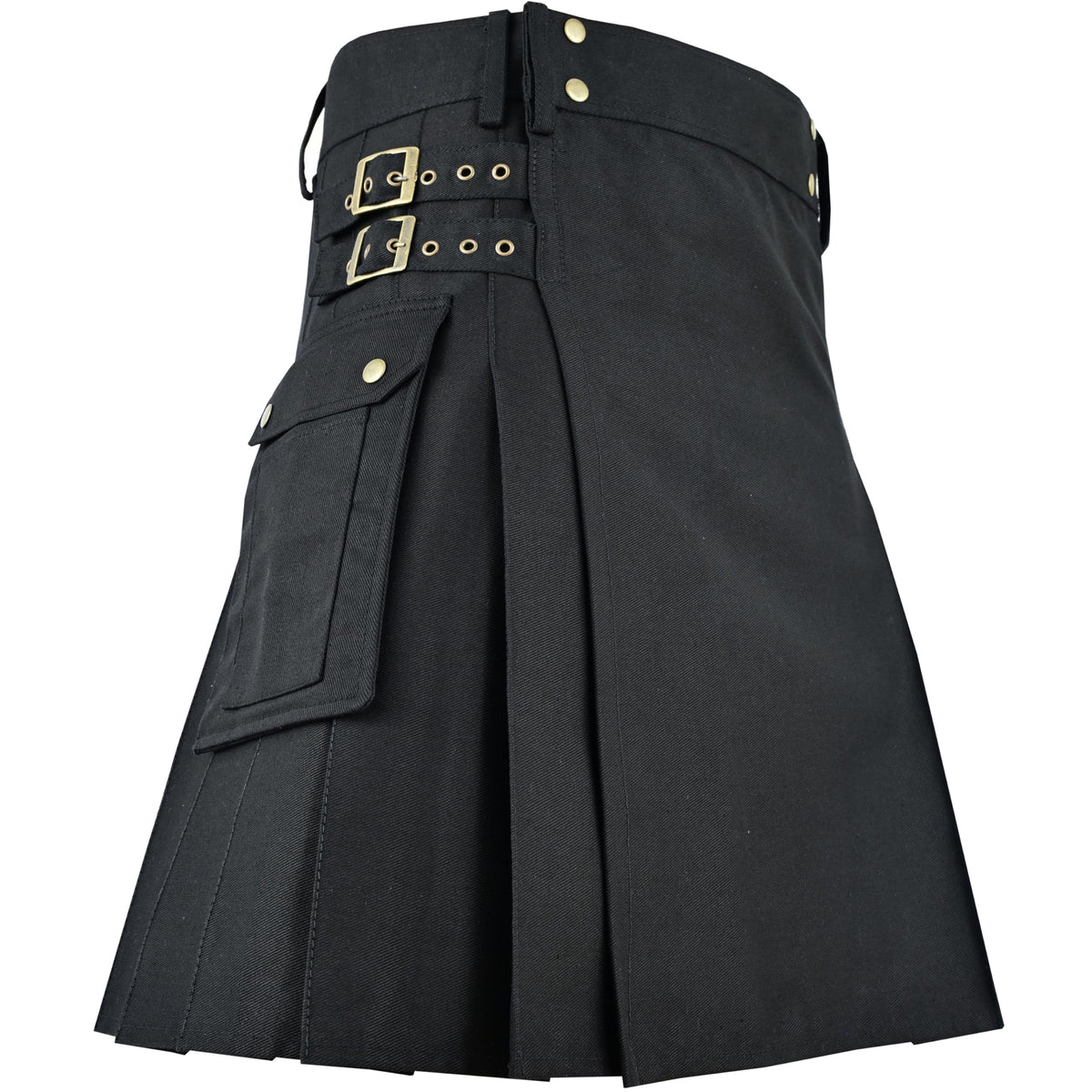 Black Utility Kilt for Mens Traditional Scottish Highland Cotton