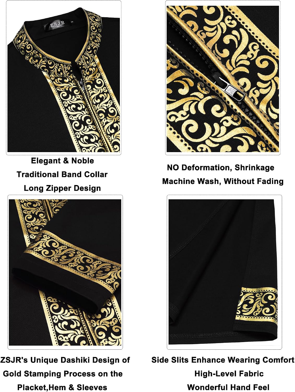 Mens African 2 Piece Set Nigerian Dashiki Shirt and Pants Outfit Gold Metallic Traditional Suit for Wedding Party Vacation