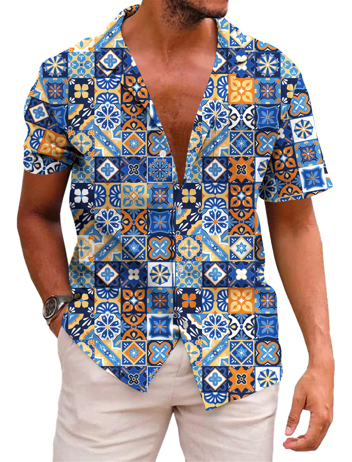 KYKU Mexico Shirt for Men Funny Beach Shirts Hawaiian Button Down Short Sleeve