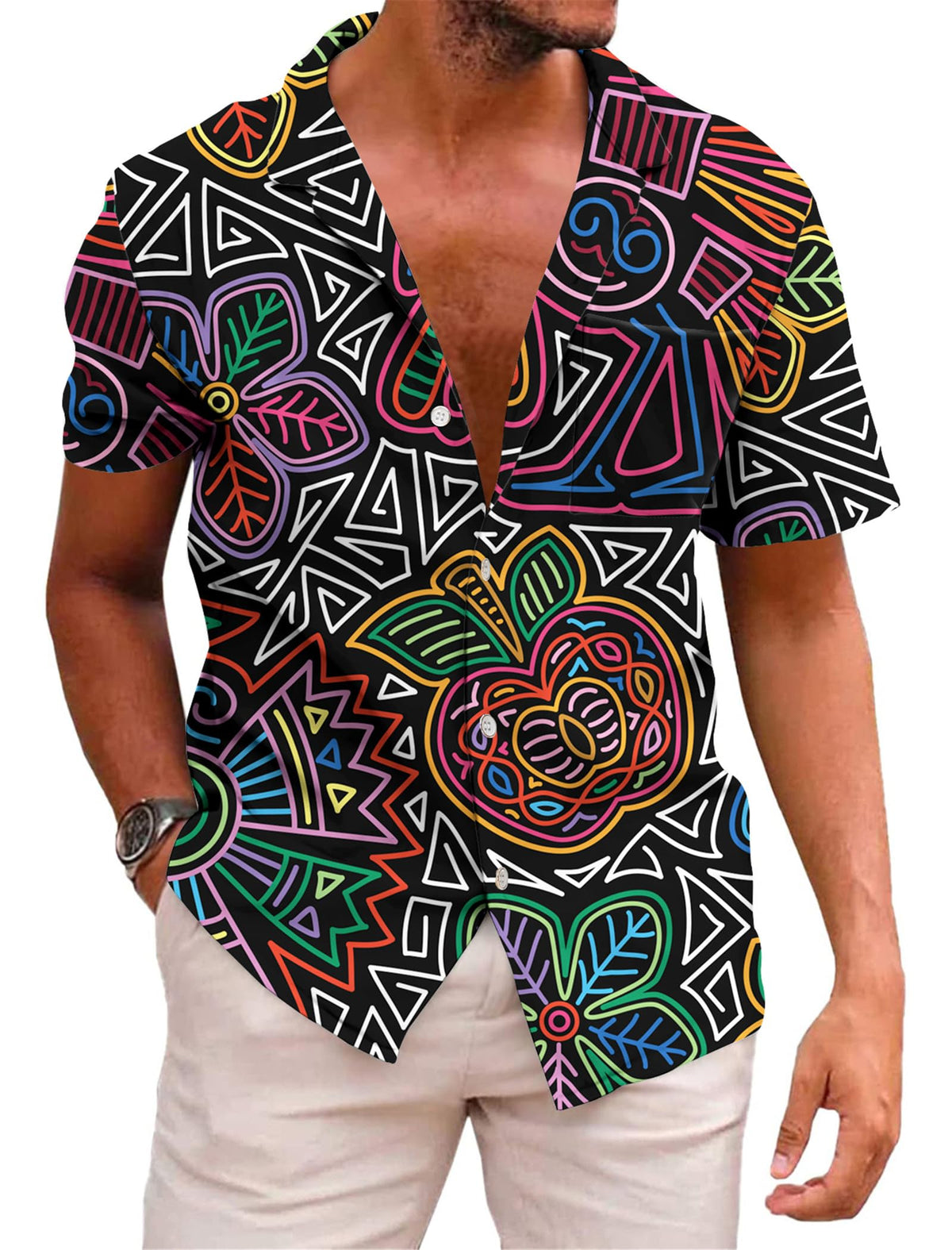 KYKU Mexico Shirt for Men Funny Beach Shirts Hawaiian Button Down Short Sleeve